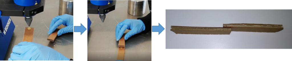 Preparación de probetas pegadas con adhesivo termofusible desarrollado en PERCAL