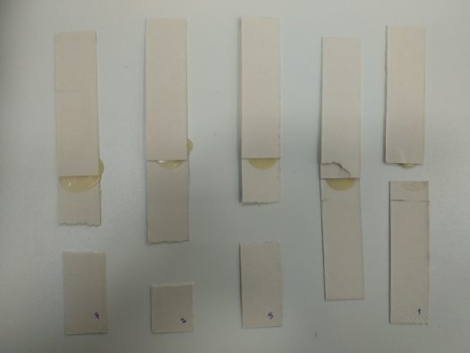 Probetas de cartón plano ensayadas HMA en base EVA