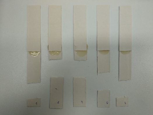 Probetas de cartón plano ensayadas HMA en base copolímeros de PLA de PERCAL